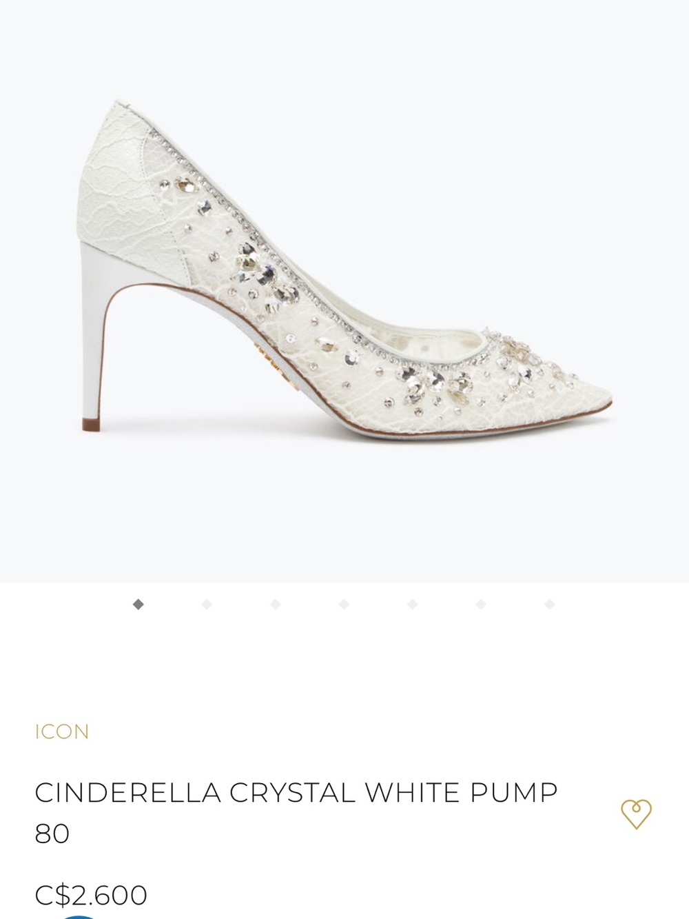 Rene Caovilla White Crystal Bridal Lace Pointed-Toe Stiletto Heels - Picture 6 of 6